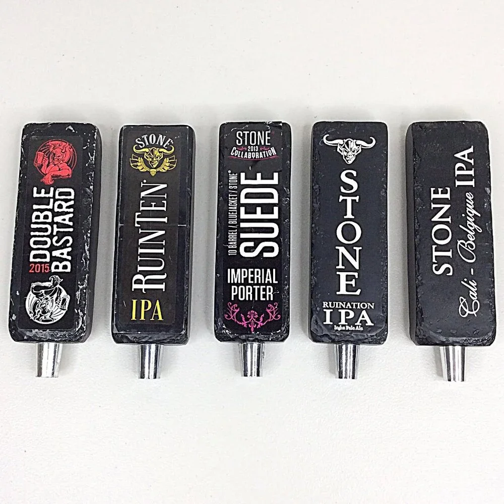 Lot of 5 Stone Brewing Tap‎ Handles Suede RuinTen Porter Double Bastard